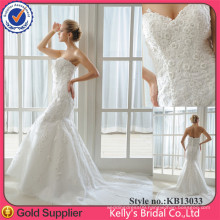 Actual Picture Sweetheart Neckline Strapless Lace Appliqued Dress Design Cheap Wedding Dresses Online